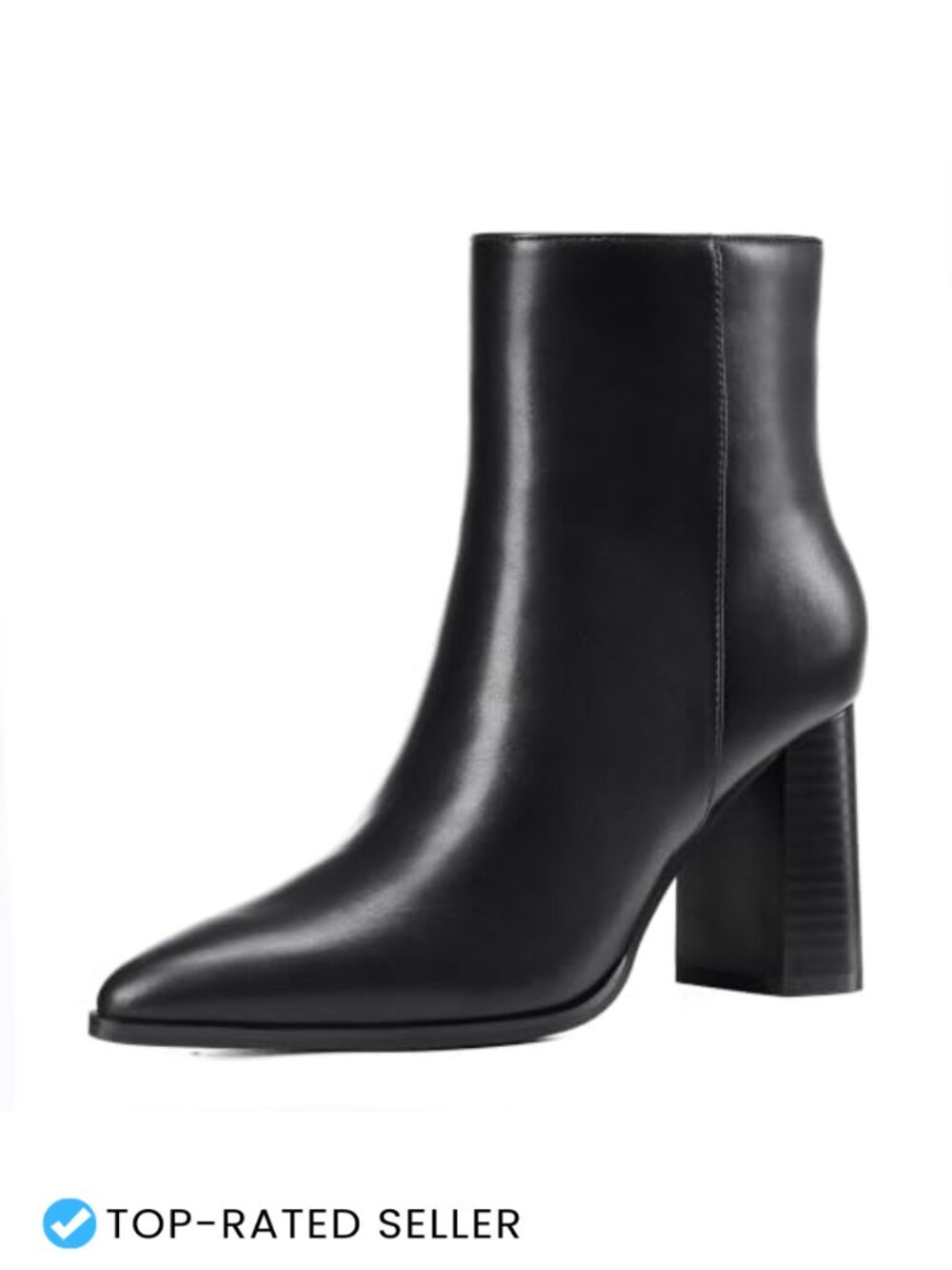 Women's Pointed Toe Ankle Booties with Chunky Heel Side Zip